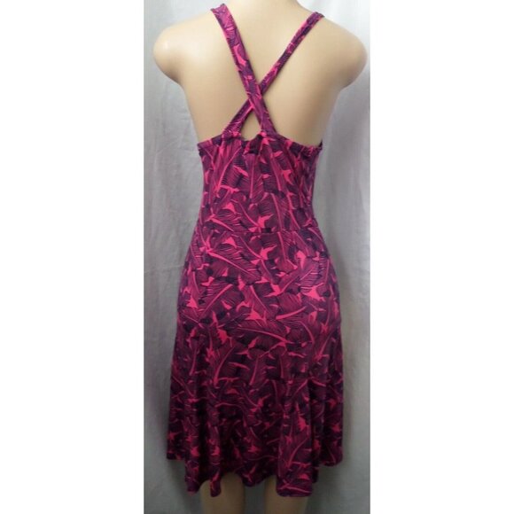 "BANANA REPUBLIC" BERRY & BLUE FLORAL CASUAL CAREER SLEEVESS MIDI DRESS XS NWT - Picture 4 of 4